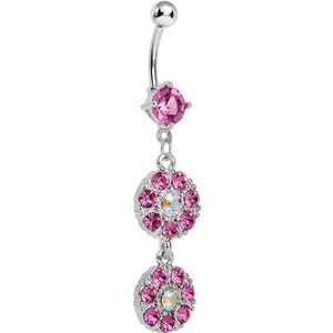 nwt body candy round‎ pink 14G silver summer vacation belly ring